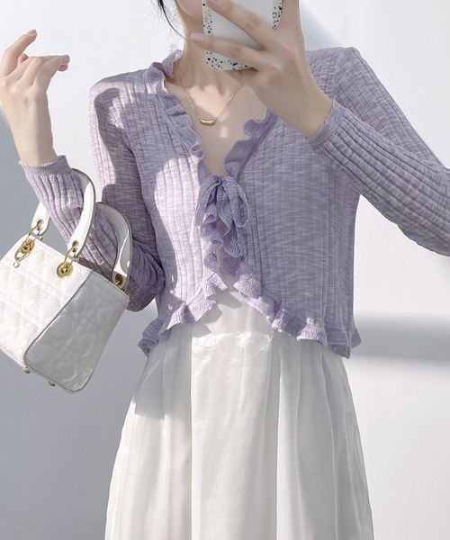 aimoha（アイモハ）の「フリルシアーボレロカーディガン (SS)（カーディガン/ボレロ・レディース・ブルー/ピンク/ホワイト/パープル/ベージュ/ブラック・MEDIUM）」の6枚目の写真