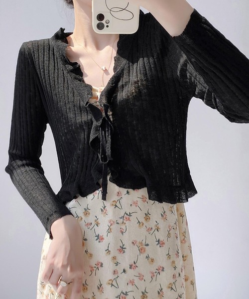 aimoha（アイモハ）の「フリルシアーボレロカーディガン (SS)（カーディガン/ボレロ・レディース・ブルー/ピンク/ホワイト/パープル/ベージュ/ブラック・MEDIUM）」の3枚目の写真