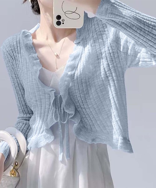 aimoha（アイモハ）の「フリルシアーボレロカーディガン (SS)（カーディガン/ボレロ・レディース・ブルー/ピンク/ホワイト/パープル/ベージュ/ブラック・MEDIUM）」の20枚目の写真