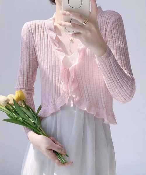 aimoha（アイモハ）の「フリルシアーボレロカーディガン (SS)（カーディガン/ボレロ・レディース・ブルー/ピンク/ホワイト/パープル/ベージュ/ブラック・MEDIUM）」の16枚目の写真