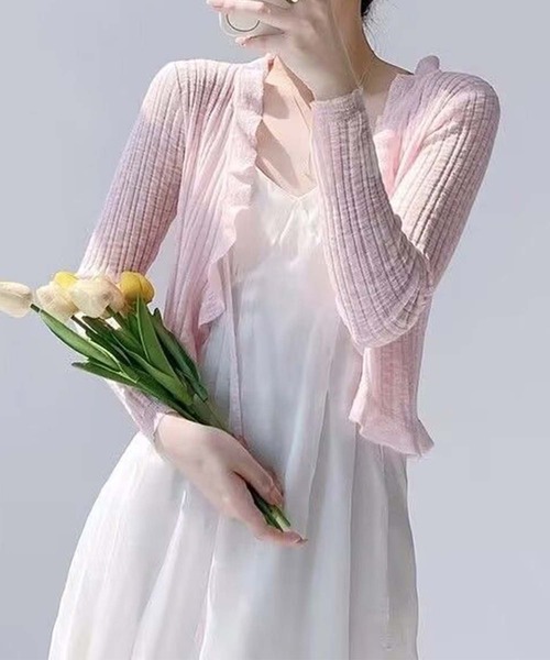 aimoha（アイモハ）の「フリルシアーボレロカーディガン (SS)（カーディガン/ボレロ・レディース・ブルー/ピンク/ホワイト/パープル/ベージュ/ブラック・MEDIUM）」の15枚目の写真