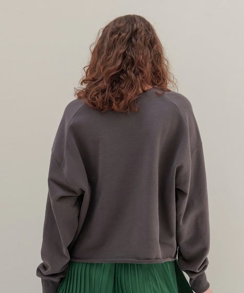 DRESSLAVE（ドレスレイブ）の「Sugar Rose / cut off vneck sweat pull(カットオフVネックスウェットプルオーバー)（スウェット・レディース・レッド/グレー・38）」の4枚目の写真