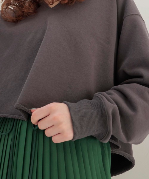 DRESSLAVE（ドレスレイブ）の「Sugar Rose / cut off vneck sweat pull(カットオフVネックスウェットプルオーバー)（スウェット・レディース・レッド/グレー・38）」の6枚目の写真