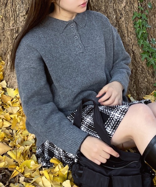 AS KNOW AS plus（アズノゥアズプラス）の「○シンプル ポロニットプル