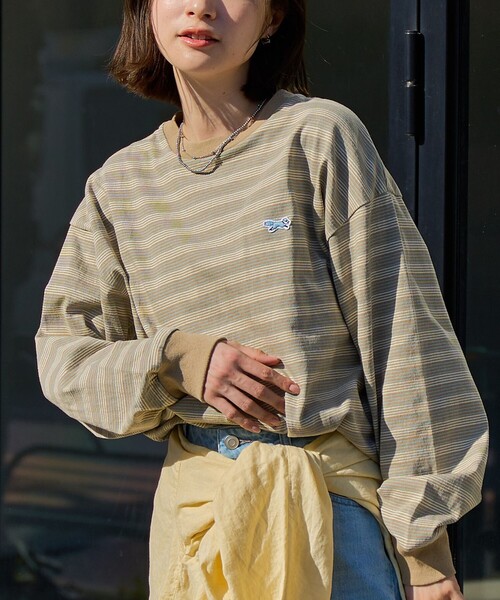 PENNEYS（ぺニーズ）の「Penneys（ぺニーズ）別注アソートボーダーロングスリーブTシャツ（Tシャツ/カットソー・レディース・オフホワイト/ナチュラル/ライトブルー/ベージュ/ネイビー/ワインレッド・M/L）」の3枚目の写真