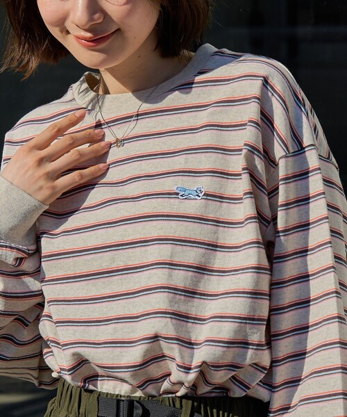PENNEYS（ぺニーズ）の「Penneys（ぺニーズ）別注アソートボーダーロングスリーブTシャツ（Tシャツ/カットソー・レディース・オフホワイト/ナチュラル/ライトブルー/ベージュ/ネイビー/ワインレッド・M/L）」の4枚目の写真