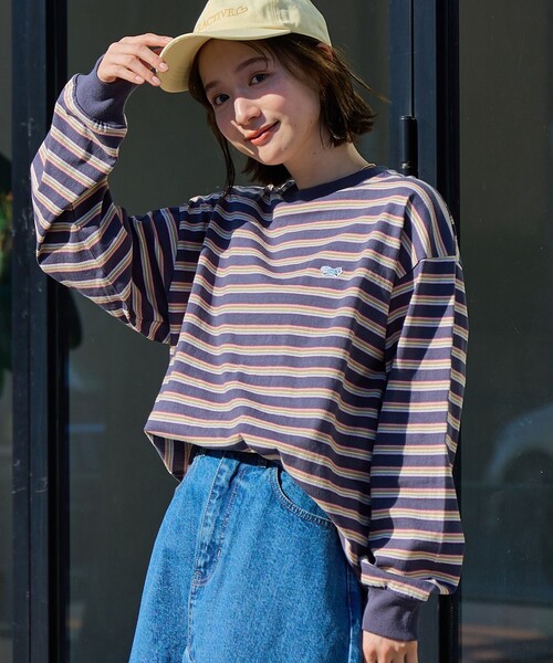 PENNEYS（ぺニーズ）の「Penneys（ぺニーズ）別注アソートボーダーロングスリーブTシャツ（Tシャツ/カットソー・レディース・オフホワイト/ナチュラル/ライトブルー/ベージュ/ネイビー/ワインレッド・M/L）」の5枚目の写真