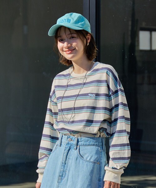 PENNEYS（ぺニーズ）の「Penneys（ぺニーズ）別注アソートボーダーロングスリーブTシャツ（Tシャツ/カットソー・レディース・オフホワイト/ナチュラル/ライトブルー/ベージュ/ネイビー/ワインレッド・M/L）」の7枚目の写真