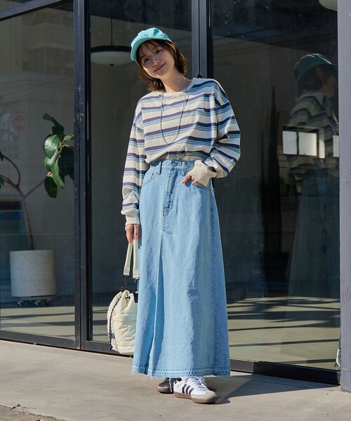 PENNEYS（ぺニーズ）の「Penneys（ぺニーズ）別注アソートボーダーロングスリーブTシャツ（Tシャツ/カットソー・レディース・オフホワイト/ナチュラル/ライトブルー/ベージュ/ネイビー/ワインレッド・M/L）」の10枚目の写真