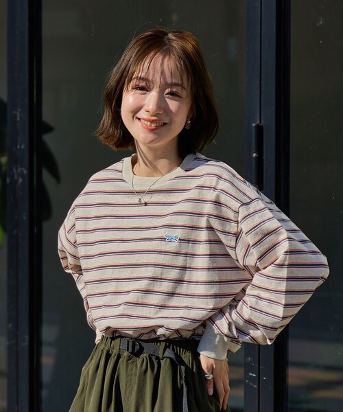 PENNEYS（ぺニーズ）の「Penneys（ぺニーズ）別注アソートボーダーロングスリーブTシャツ（Tシャツ/カットソー・レディース・オフホワイト/ナチュラル/ライトブルー/ベージュ/ネイビー/ワインレッド・M/L）」の16枚目の写真