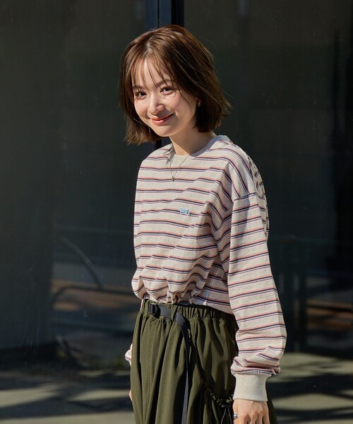 PENNEYS（ぺニーズ）の「Penneys（ぺニーズ）別注アソートボーダーロングスリーブTシャツ（Tシャツ/カットソー・レディース・オフホワイト/ナチュラル/ライトブルー/ベージュ/ネイビー/ワインレッド・M/L）」の17枚目の写真