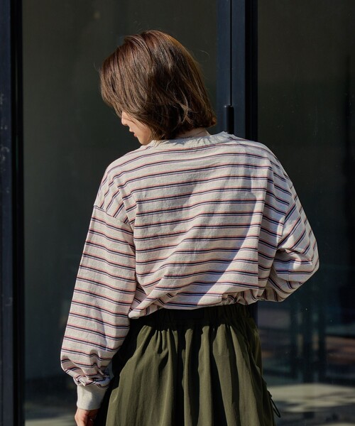 PENNEYS（ぺニーズ）の「Penneys（ぺニーズ）別注アソートボーダーロングスリーブTシャツ（Tシャツ/カットソー・レディース・オフホワイト/ナチュラル/ライトブルー/ベージュ/ネイビー/ワインレッド・M/L）」の18枚目の写真