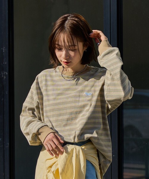 PENNEYS（ぺニーズ）の「Penneys（ぺニーズ）別注アソートボーダーロングスリーブTシャツ（Tシャツ/カットソー・レディース・オフホワイト/ナチュラル/ライトブルー/ベージュ/ネイビー/ワインレッド・M/L）」の22枚目の写真