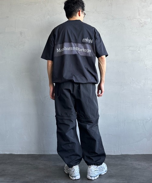tシャツ 「MANHATTAN PORTAGE/マンハッタンポーテージ」 別注 メッシュ切替 バックプリントTシャツ レディース メンズ Manhattan Portage tシャツ 「MANHATTAN PORTAGE/マンハッタン