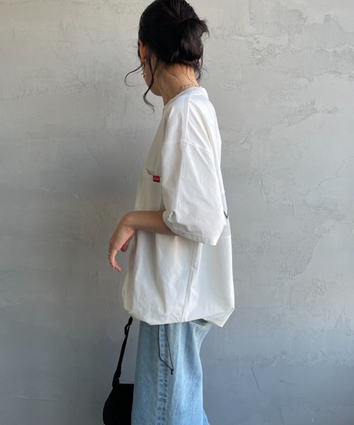 Manhattan Portage（マンハッタンポーテージ）の「[MANHATTAN PORTAGE/マンハッタンポーテージ] 別注 メッシュ切替 バックプリントTシャツ（Tシャツ/カットソー・レディース・グレイッシュベージュ/ブラック/ホワイト・M/XL/L）」の8枚目の写真