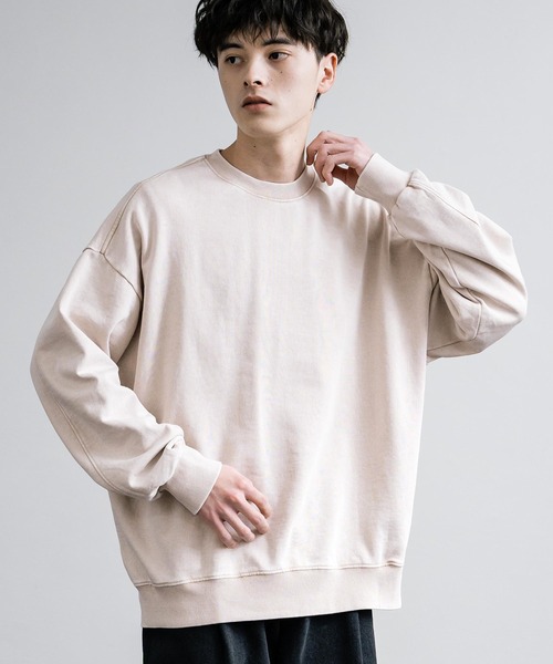 オーバーサイズ ケミカルオーバーダイ 裏毛クルーネックスウェットトレーナー（スウェット）｜Rocky Monroe（ロッキーモンロー）