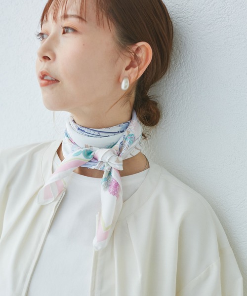 ROPE' PICNIC(ロペピクニック)の「Souvenirs de voyage スカーフ(バンダナ/スカーフ・レディース・ネイビー/ピンク・FREE)」の4枚目の写真