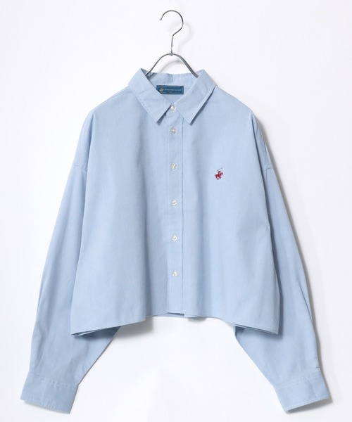 BEVERLY HILLS POLO CLUB（ビバリーヒルズポロクラブ）の「BEVERLY HILLS POLO CLUB クロップドオーバーシャツ/ショート丈/無地/ストライプ（シャツ/ブラウス・レディース・レッド系その他/グリーン/ブルー系その他2/グレー系その他/ブラック系その他/オフホワイト/ブルー系その他/グリーン系その他/イエロー・S）」の7枚目の写真