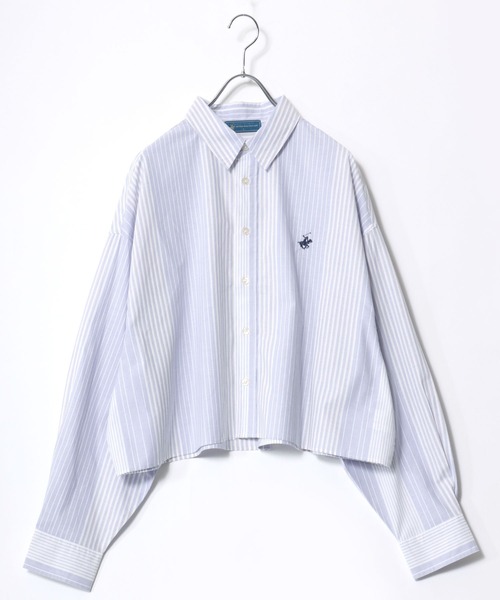BEVERLY HILLS POLO CLUB（ビバリーヒルズポロクラブ）の「BEVERLY HILLS POLO CLUB クロップドオーバーシャツ/ショート丈/無地/ストライプ（シャツ/ブラウス・レディース・レッド系その他/グリーン/ブルー系その他2/グレー系その他/ブラック系その他/オフホワイト/ブルー系その他/グリーン系その他/イエロー・S）」の20枚目の写真