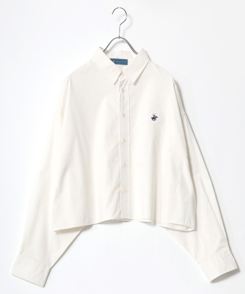 BEVERLY HILLS POLO CLUB（ビバリーヒルズポロクラブ）の「BEVERLY HILLS POLO CLUB クロップドオーバーシャツ/ショート丈/無地/ストライプ（シャツ/ブラウス・レディース・レッド系その他/グリーン/ブルー系その他2/グレー系その他/ブラック系その他/オフホワイト/ブルー系その他/グリーン系その他/イエロー・S）」の10枚目の写真