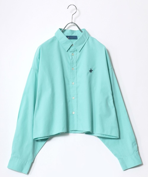 BEVERLY HILLS POLO CLUB（ビバリーヒルズポロクラブ）の「BEVERLY HILLS POLO CLUB クロップドオーバーシャツ/ショート丈/無地/ストライプ（シャツ/ブラウス・レディース・レッド系その他/グリーン/ブルー系その他2/グレー系その他/ブラック系その他/オフホワイト/ブルー系その他/グリーン系その他/イエロー・S）」の16枚目の写真