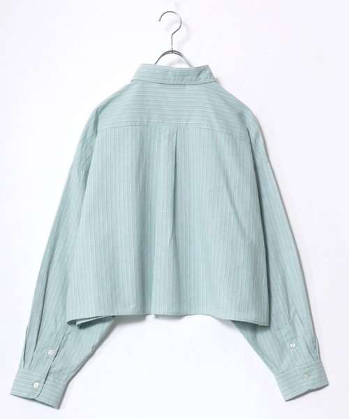 BEVERLY HILLS POLO CLUB（ビバリーヒルズポロクラブ）の「BEVERLY HILLS POLO CLUB クロップドオーバーシャツ/ショート丈/無地/ストライプ（シャツ/ブラウス・レディース・レッド系その他/グリーン/ブルー系その他2/グレー系その他/ブラック系その他/オフホワイト/ブルー系その他/グリーン系その他/イエロー・S）」の19枚目の写真