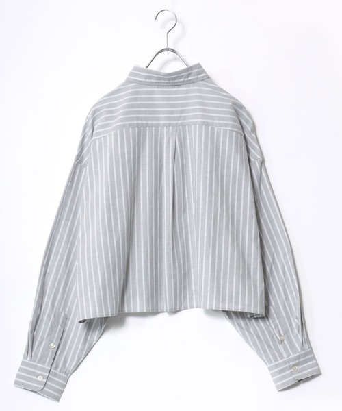 BEVERLY HILLS POLO CLUB（ビバリーヒルズポロクラブ）の「BEVERLY HILLS POLO CLUB クロップドオーバーシャツ/ショート丈/無地/ストライプ（シャツ/ブラウス・レディース・レッド系その他/グリーン/ブルー系その他2/グレー系その他/ブラック系その他/オフホワイト/ブルー系その他/グリーン系その他/イエロー・S）」の15枚目の写真