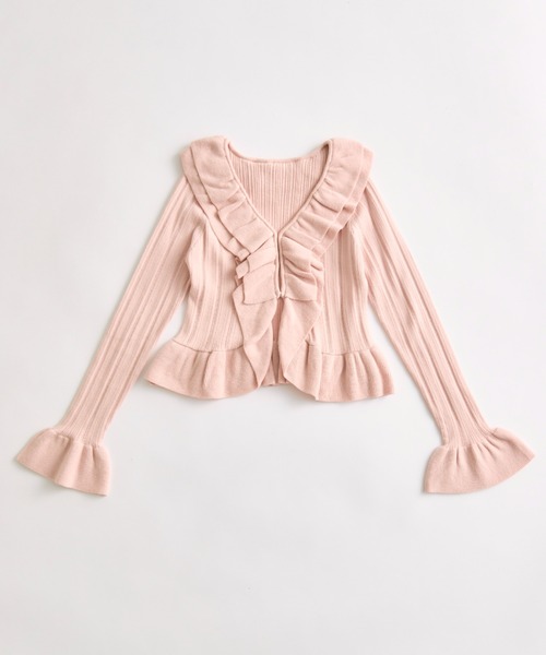 OLIVE des OLIVE（オリーブデオリーブ）の「ラッフルカーデ（カーディガン/ボレロ・レディース・モカ/ピンク/オフホワイト・FREE）」の15枚目の写真