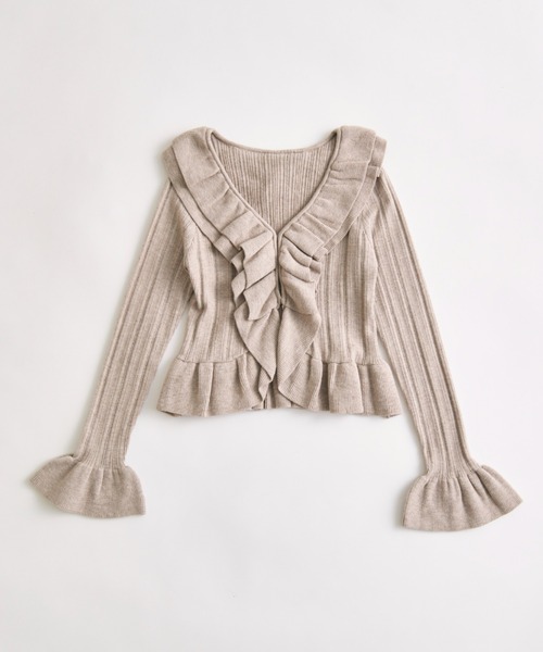 OLIVE des OLIVE（オリーブデオリーブ）の「ラッフルカーデ（カーディガン/ボレロ・レディース・モカ/ピンク/オフホワイト・FREE）」の16枚目の写真