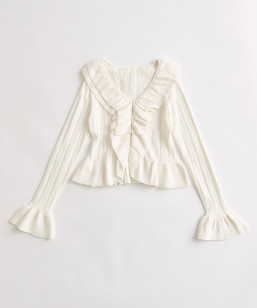 OLIVE des OLIVE（オリーブデオリーブ）の「ラッフルカーデ（カーディガン/ボレロ・レディース・モカ/ピンク/オフホワイト・FREE）」の17枚目の写真
