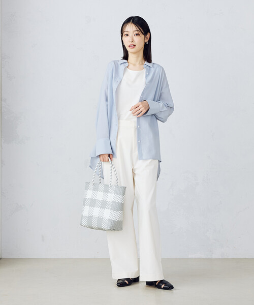 MONO　COMME CA（モノコムサ）の「ギンガムチェック かごバッグ（かごバッグ・レディース・ブラック/グレー・FREE）」の6枚目の写真