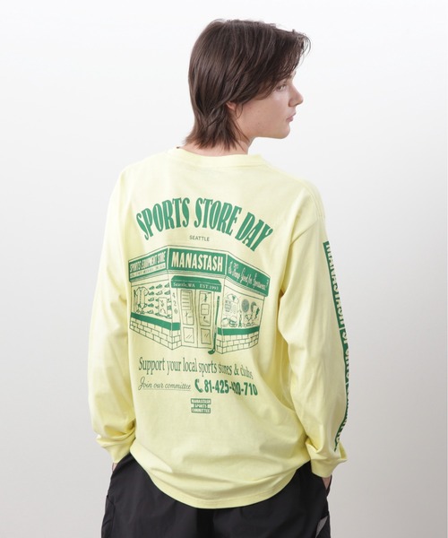 MANASTASH(マナスタッシュ)の「MANASTASH/マナスタッシュ CiTee L/S TEE SSD/SPORTS STORE DAY/シティ ロンT スポーツストア デイ(Tシャツ/カットソー・メンズ・ホワイト/イエロー/ブラック・L/XL/S/M)」の1枚目の写真