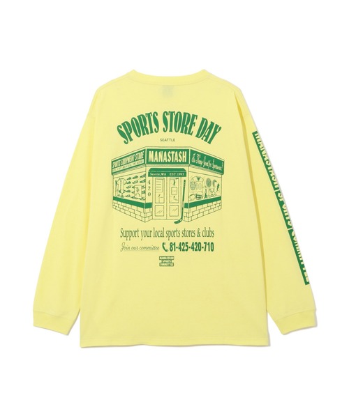 MANASTASH(マナスタッシュ)の「MANASTASH/マナスタッシュ CiTee L/S TEE SSD/SPORTS STORE DAY/シティ ロンT スポーツストア デイ(Tシャツ/カットソー・メンズ・ホワイト/イエロー/ブラック・L/XL/S/M)」の6枚目の写真