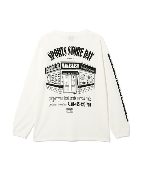 MANASTASH(マナスタッシュ)の「MANASTASH/マナスタッシュ CiTee L/S TEE SSD/SPORTS STORE DAY/シティ ロンT スポーツストア デイ(Tシャツ/カットソー・メンズ・ホワイト/イエロー/ブラック・L/XL/S/M)」の4枚目の写真