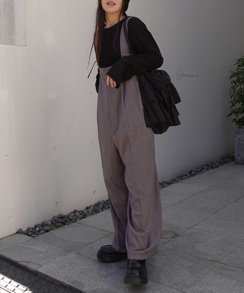 CORNERS by KR（コーナーズバイケーアール）の「【CORNERS by KR】ワイドサロペット（サロペット/オーバーオール・レディース・モカ/ブラック/グレー・M）」の5枚目の写真