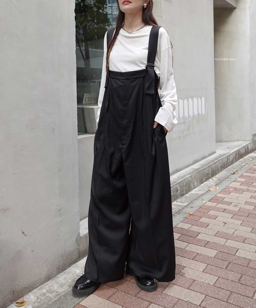 CORNERS by KR（コーナーズバイケーアール）の「【CORNERS by KR】ワイドサロペット（サロペット/オーバーオール・レディース・モカ/ブラック/グレー・M）」の7枚目の写真