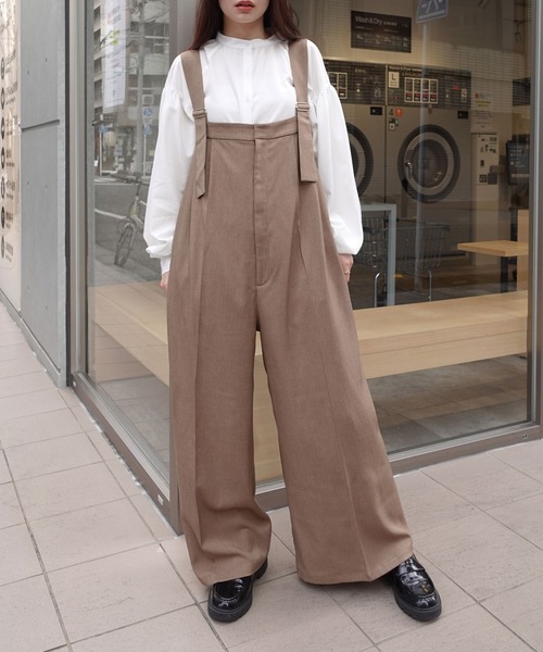 CORNERS by KR（コーナーズバイケーアール）の「【CORNERS by KR】ワイドサロペット（サロペット/オーバーオール・レディース・モカ/ブラック/グレー・M）」の8枚目の写真