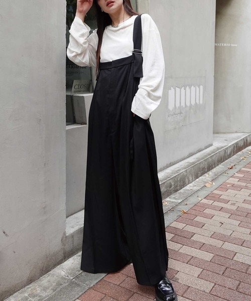 CORNERS by KR（コーナーズバイケーアール）の「【CORNERS by KR】ワイドサロペット（サロペット/オーバーオール・レディース・モカ/ブラック/グレー・M）」の19枚目の写真