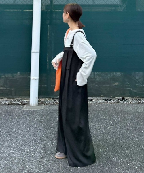 CORNERS by KR（コーナーズバイケーアール）の「【CORNERS by KR】ワイドサロペット（サロペット/オーバーオール・レディース・モカ/ブラック/グレー・M）」の16枚目の写真