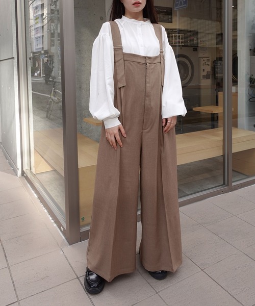 CORNERS by KR（コーナーズバイケーアール）の「【CORNERS by KR】ワイドサロペット（サロペット/オーバーオール・レディース・モカ/ブラック/グレー・M）」の21枚目の写真