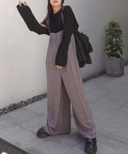 CORNERS by KR（コーナーズバイケーアール）の「【CORNERS by KR】ワイドサロペット（サロペット/オーバーオール・レディース・モカ/ブラック/グレー・M）」の22枚目の写真