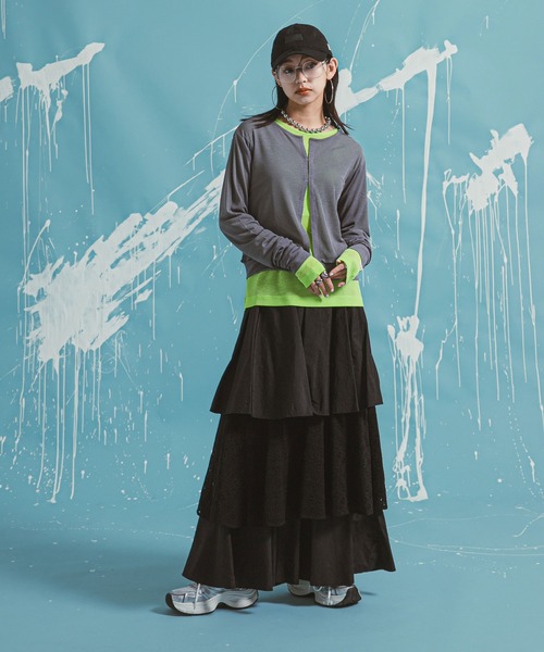bohmal(ボマール)の「前後2WAYシアーホックカーディガン(Tシャツ/カットソー・レディース・ブラック/ライム/ホワイト/グレー・FREE)」の19枚目の写真