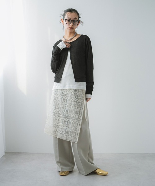 bohmal(ボマール)の「前後2WAYシアーホックカーディガン(Tシャツ/カットソー・レディース・ブラック/ライム/ホワイト/グレー・FREE)」の8枚目の写真