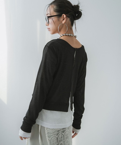 bohmal(ボマール)の「前後2WAYシアーホックカーディガン(Tシャツ/カットソー・レディース・ブラック/ライム/ホワイト/グレー・FREE)」の5枚目の写真