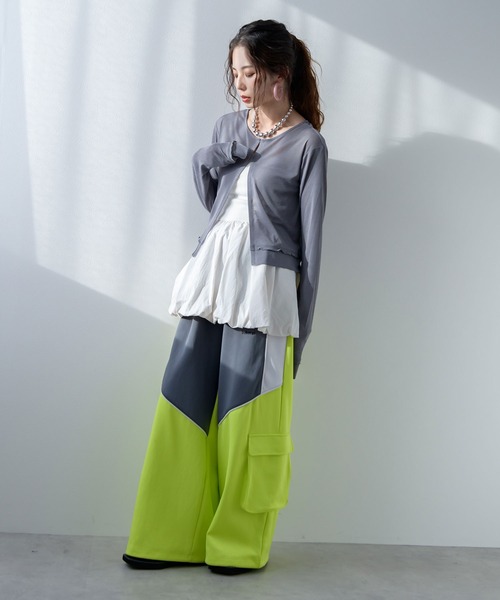 bohmal(ボマール)の「前後2WAYシアーホックカーディガン(Tシャツ/カットソー・レディース・ブラック/ライム/ホワイト/グレー・FREE)」の21枚目の写真