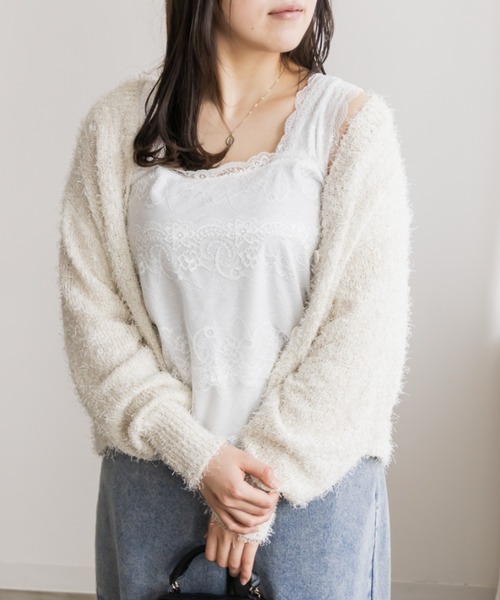 CLETTE(クレット)の「スクエアネックレースタンクトップ(タンクトップ・レディース・オフホワイト/ブラック・3L/LL/5L/4L)」の2枚目の写真