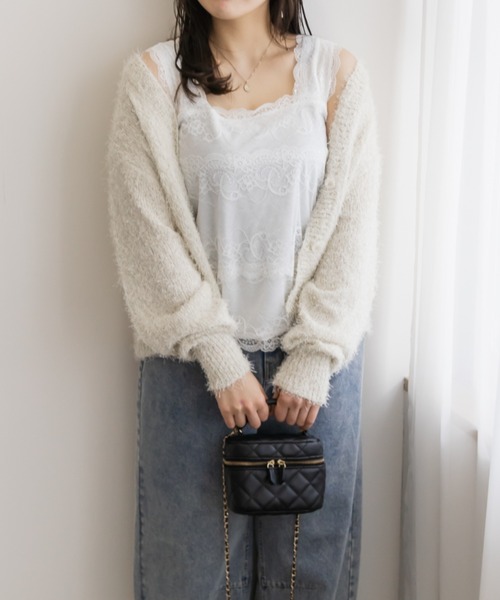 CLETTE(クレット)の「スクエアネックレースタンクトップ(タンクトップ・レディース・オフホワイト/ブラック・3L/LL/5L/4L)」の3枚目の写真