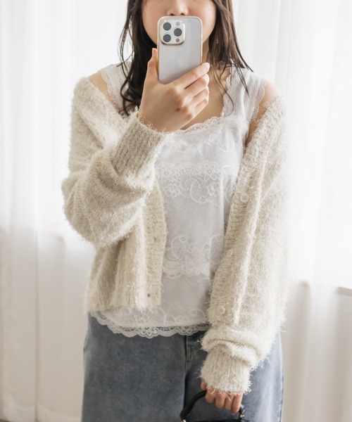 CLETTE(クレット)の「スクエアネックレースタンクトップ(タンクトップ・レディース・オフホワイト/ブラック・3L/LL/5L/4L)」の4枚目の写真