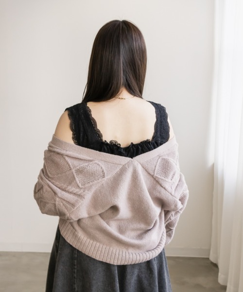 CLETTE(クレット)の「スクエアネックレースタンクトップ(タンクトップ・レディース・オフホワイト/ブラック・3L/LL/5L/4L)」の19枚目の写真