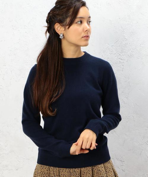 green label relaxing（グリーンレーベルリラクシング）の「CB CASH C/N 12G ニット（ニット/セーター・レディース・オフホワイト/ライトグレー/ライトブルー/ネイビー・フリー）」の4枚目の写真